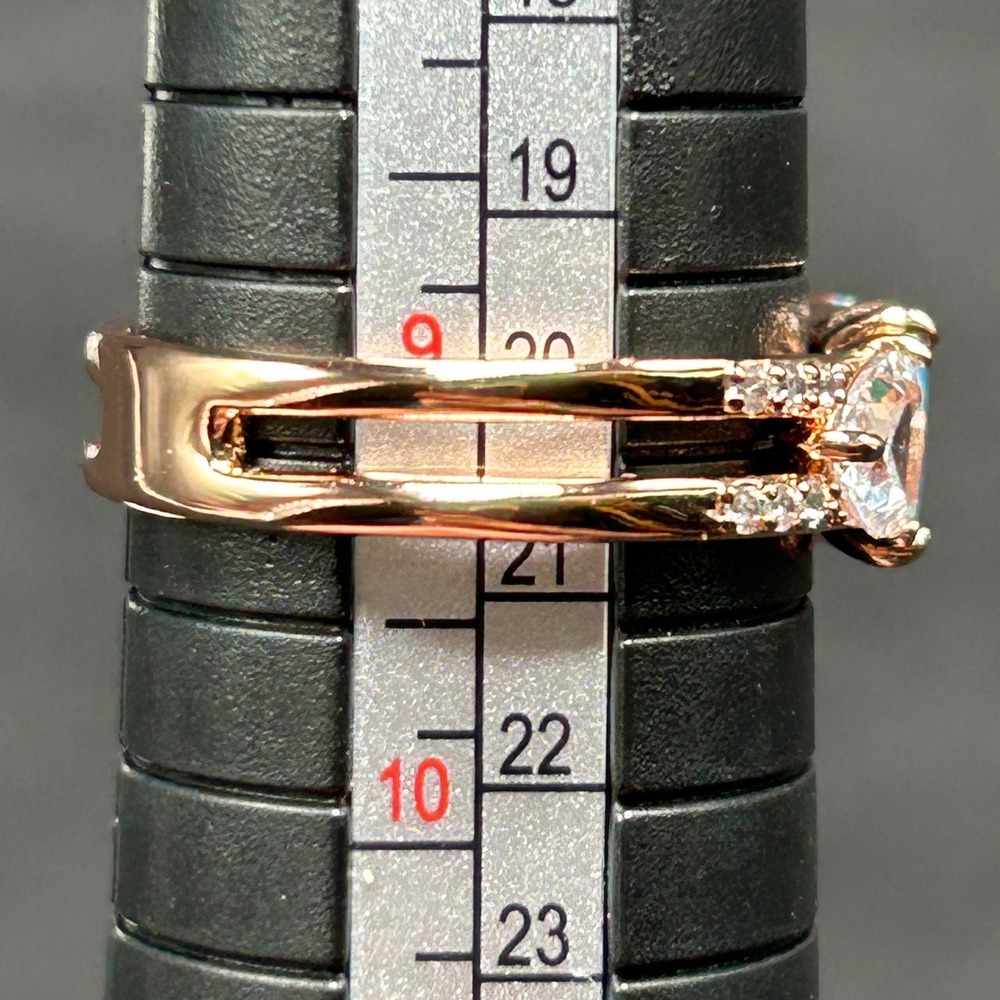 Bomb Party Rose Gold Plated Blue Lab Opal Cubic Zirconia Split Shank Ring Size 9 - Picture 9 of 10